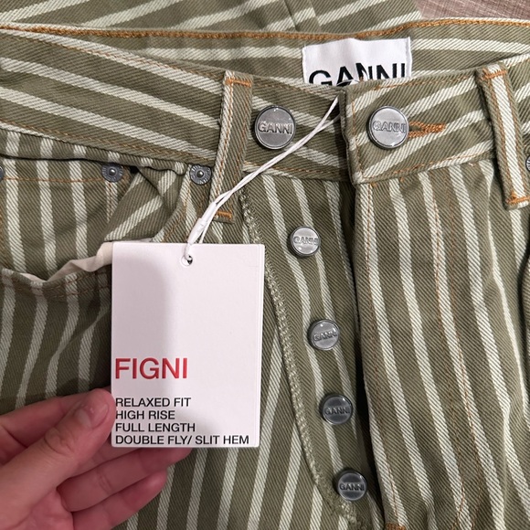 GANNI stripe logen green pant - Picture 3 of 6